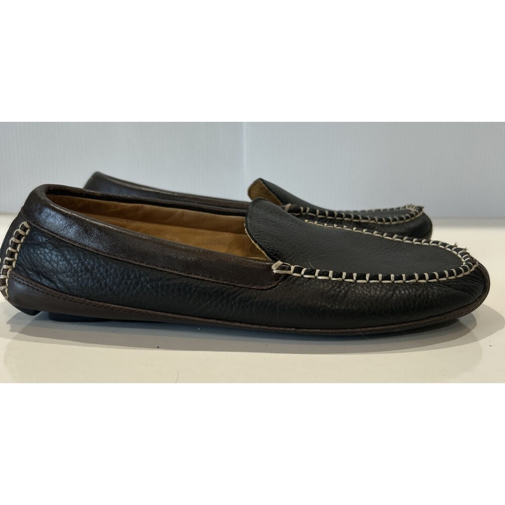Acorn Comfort Slip On Driving Loafers Mens 10 Black & Brown Leather Moc Shoes